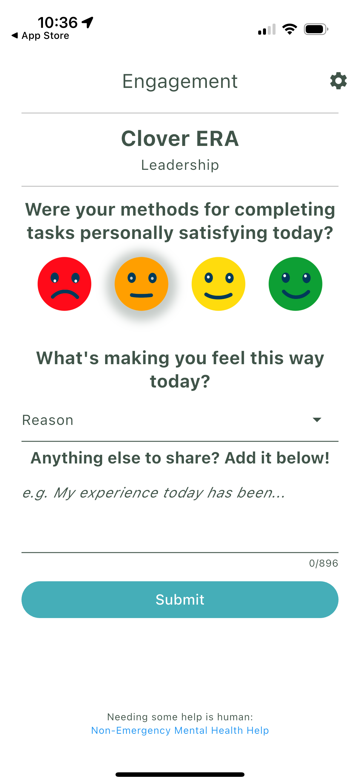 Clover ERA Mobile App - Daily Check-in Screen